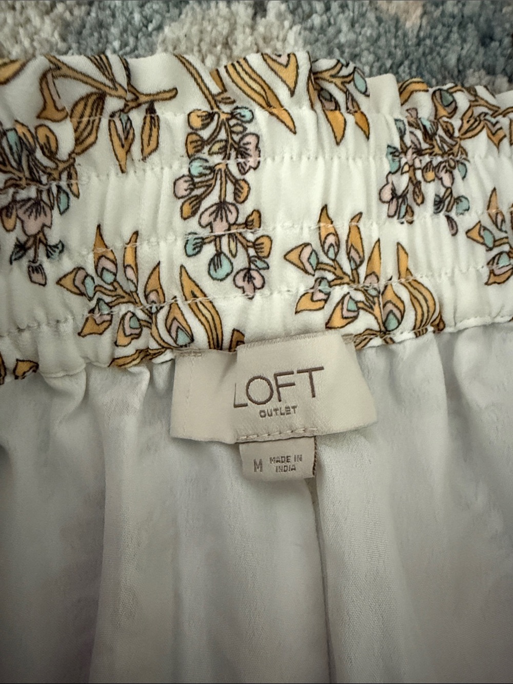 LOFT Cream Midi Skirt with Gold Leaf Print - Picture 4 of 4